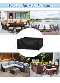 EzzySo Patio Furniture Cover 250x200x80 Cm, Outdoor Table And Chair Set Covers, Dust-Proof And UV-Resistant Garden Furniture Set Cover, 210D Heavy-Duty Oxford Fabric Furniture Covers, Black  - Image 4