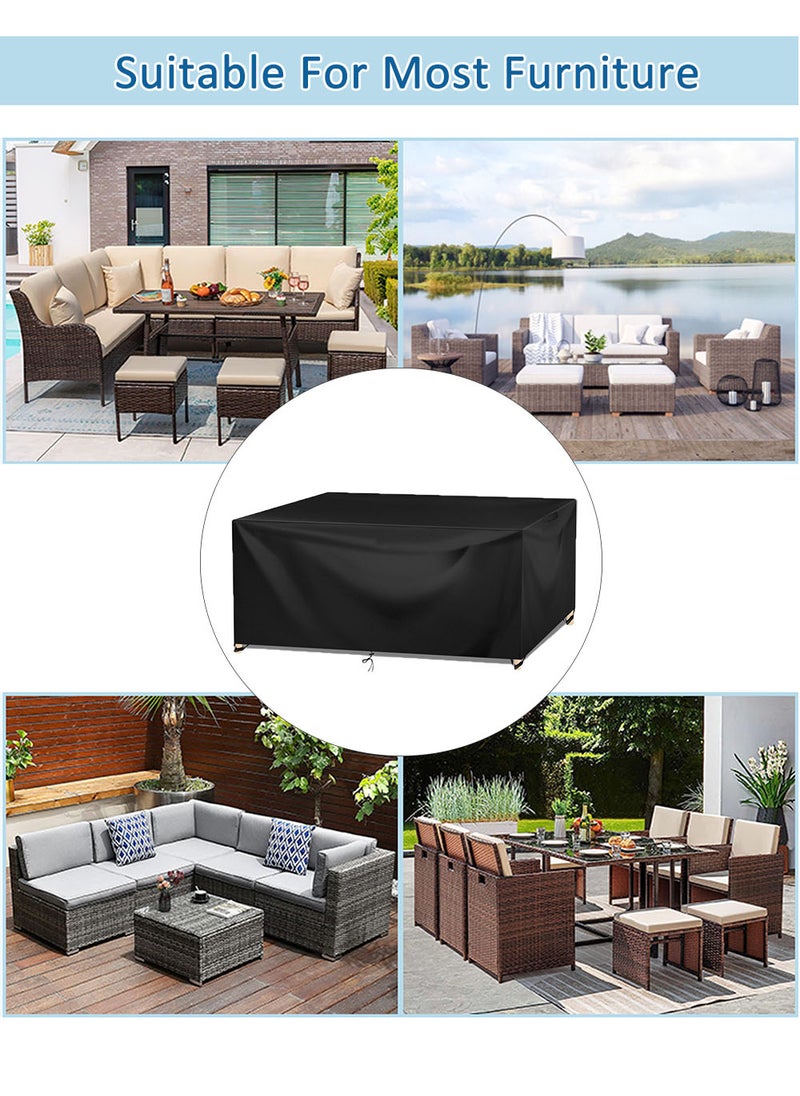 EzzySo Patio Furniture Cover 250x200x80 Cm, Outdoor Table And Chair Set Covers, Dust-Proof And UV-Resistant Garden Furniture Set Cover, 210D Heavy-Duty Oxford Fabric Furniture Covers, Black  - Image 4
