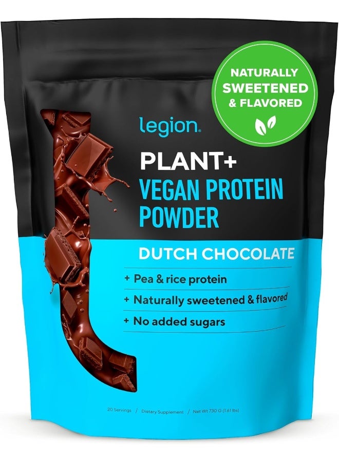 LEGION Plant+ Vegan Protein Powder, Chocolate - Rice and Pea, Plant Based Protein Blend - Image 1