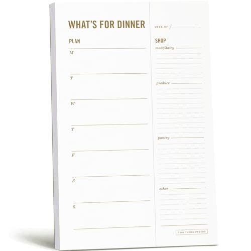 Two Tumbleweeds Meal Planning Notepad - What's for Dinner Weekly Meal Planner and Grocery List Magnet Pad with Tear-Off Shopping List - Family Dinner Menu for Fridge & Meal Prep - 6x9” - 50 Sheets - Image 1