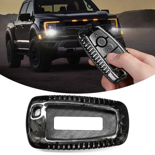 Jogon Forged Carbon Fiber Remote Smart Key Fob Shell Cover Protector for Ford F-150 Raptor Bronco 2018 2019 2020 2021 2022 2023 2024 (Forged Black with Vent) - Image 1