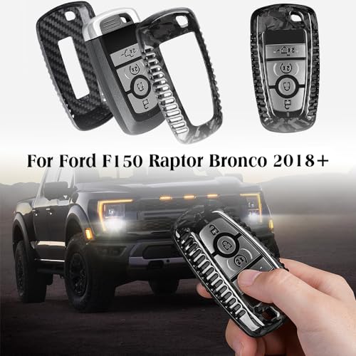 Jogon Forged Carbon Fiber Remote Smart Key Fob Shell Cover Protector for Ford F-150 Raptor Bronco 2018 2019 2020 2021 2022 2023 2024 (Forged Black with Vent) - Image 3