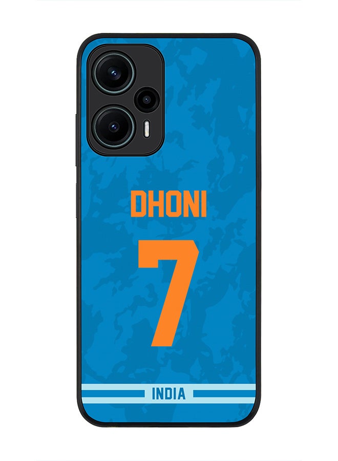 Stylizedd Cover for Xiaomi Poco F5 5G / Redmi Note 12 Turbo 5G Case , Rugged Black Slim fit Protective Phone Cases - Player Name - MS Dhoni, Jersey Number- 7 - Image 1