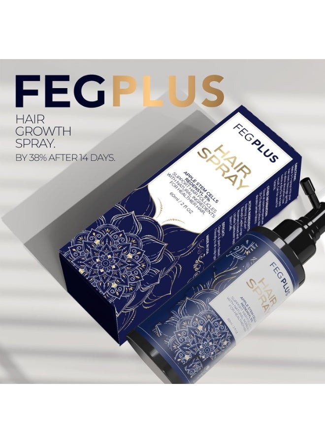 FEG PLUS Hair Spray – Apple Stem Cells FEG PLUS Hair Spray is formulated with Apple Stem Cells and Redensyl 5%, designed to support hair follicles with natural ingredients while promoting healthier-looking, fuller, and stronger hair. - Image 2