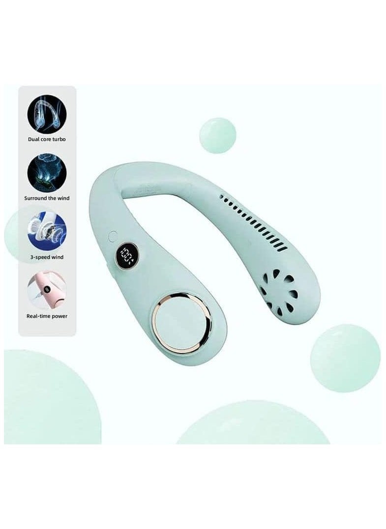 Three Speed Hanging Neck Fan N20 Silent Digital Display USB Hanging Neck Bladeless Fan Custom Made Lazy Outdoor Small Fan
