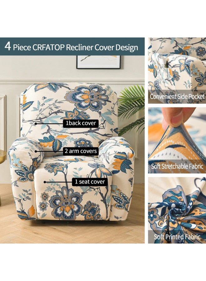 CRFATOP CRFATOP Recliner Chair Slipcovers with Pockets 1 Seat Recliner Cover 4-Pieces Fallon Collection Slipcover Lazy Boy Chair Cover for Recliner with Elastic Bottom,01  - Image 2