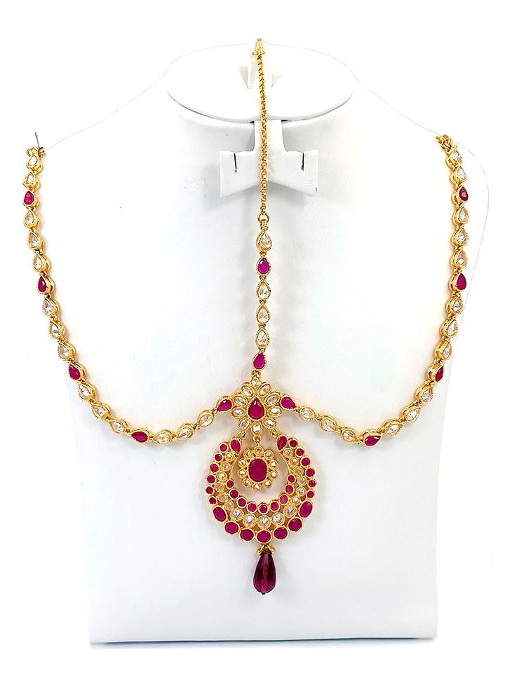 Gohona Bollywood Style Head Chain Jewelry Matha Patti - Image 2
