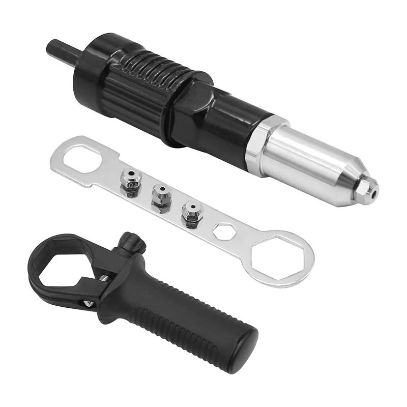 DUSCOKE Pop Rivet Gun Adapter Kit, Rivet Drill Attachment with 4 Rivets Heads 2.4mm/3.2mm/4.0mm/4.8mm, Cordless Electric Drill Riveter Insert Nut Tool, Cordless Rivet Gun Power Drill Adaptor Kit - Image 1