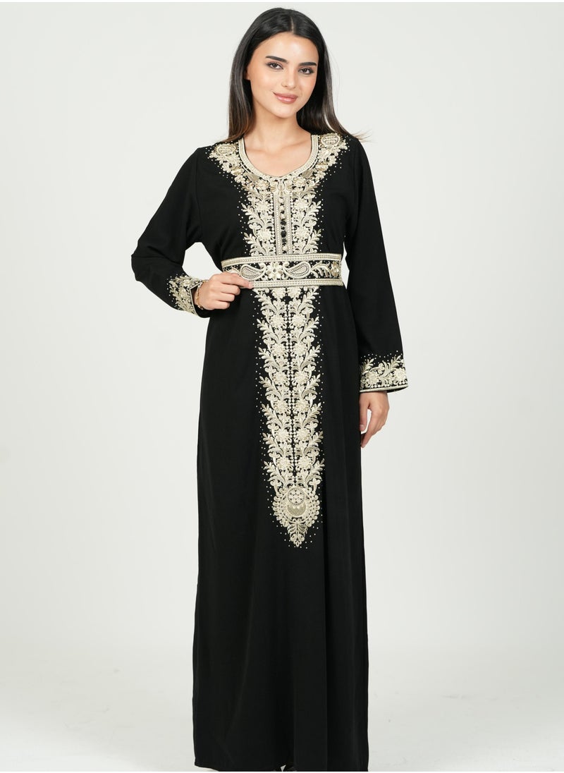 AL BENT AL SHARQIEH women black kaftan jalabiya dress  - Image 2