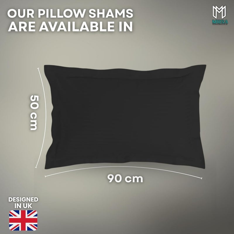 MUSA MUSA® Striped Cotton Pillow Covers – Soft, Breathable & Hotel-Inspired Pillow Covers with Envelope Closure | Elegant 5cm Oxford Frame Design for Bedroom & Home Décor (2, Black, 50 x 90cm) - Image 2