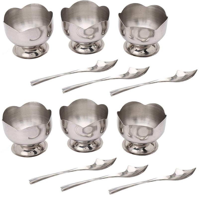 AMBROSIAL STORE Stainless Steel Cut Design Dessert Cups Serving Bowl for Ice Cream Pudding Set of 6150 ML - Image 3
