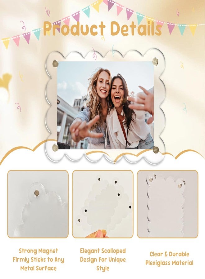 مجموعة من 5 إطارات صور مغناطيسية للثلاجة مصنوعة من الأكريليك، مقاس 2.36 × 3.54 بوصة، إطارات بولارويد شفافة ذات حواف مزخرفة، حامل صور مغناطيسي مزدوج الجوانب لصور إنستاكس ميني وصور بحجم المحفظة (شفاف) - Image 3