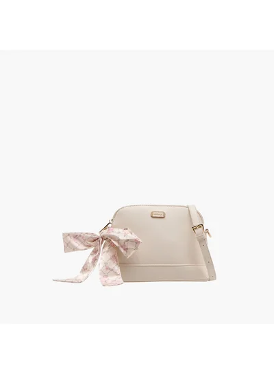 ميسي Women's Scarf Accent Crossbody Bag with Detachable Strap and Zip Closure