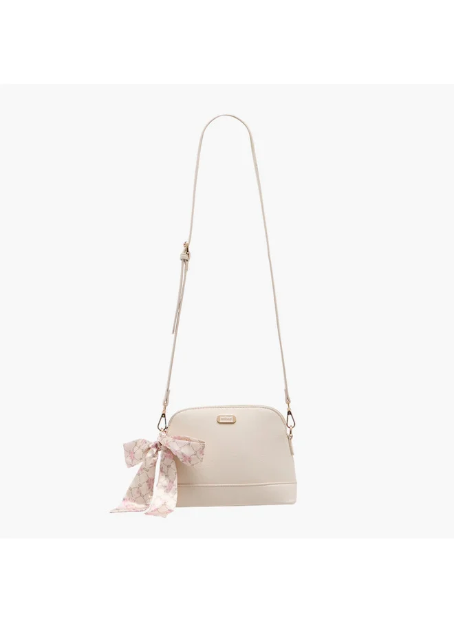 ميسي Women's Scarf Accent Crossbody Bag with Detachable Strap and Zip Closure