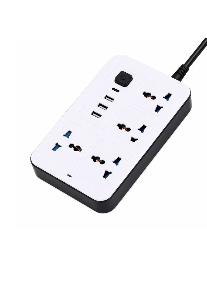 جي كي كي لوحة تمديد الطاقة GKK GUOKANG A37 مزودة بـ 4 منافذ كهربائية عالمية، و3 منافذ USB، ومنفذ شحن سريع PD، بقدرة 2000 واط، وسلك طاقة بطول مترين، ومقبس تمديد متعدد المقابس 10 أمبير - أبيض - Image 1