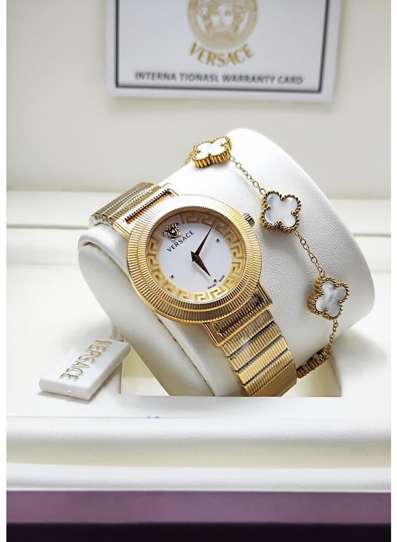 Versace women's stainless steel watch with a premium bracelet