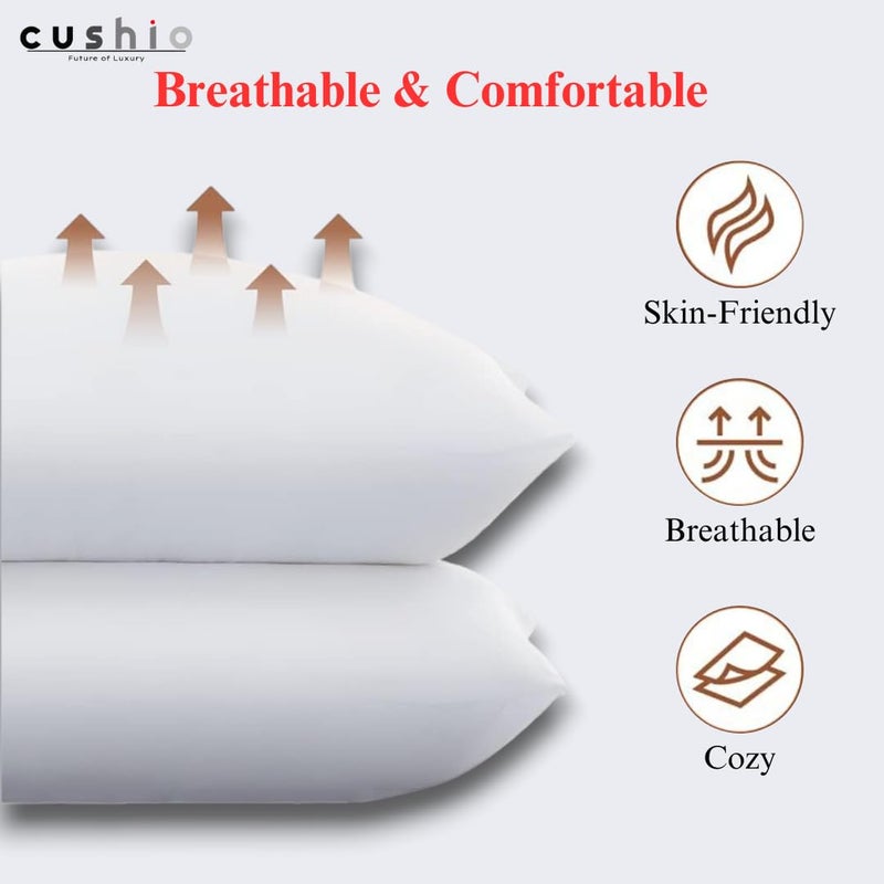 CUSHIO™ White Micro Fibre Pillow - Size 26"x16" (Pack of 4) - Enhance Your Sleep Quality | Wake Up Refreshed - Image 4
