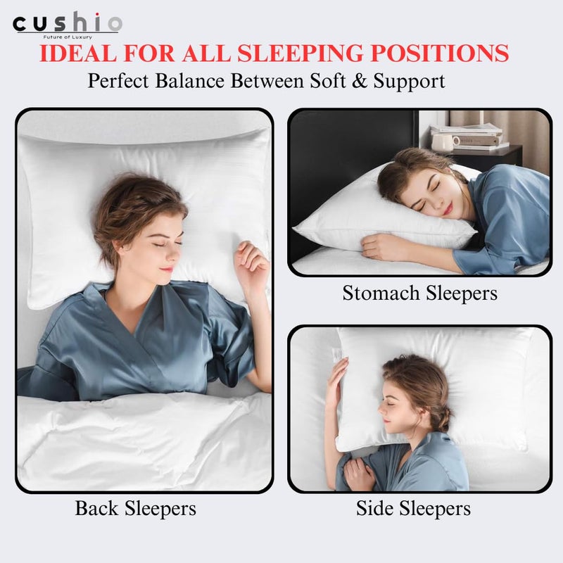CUSHIO™ White Micro Fibre Pillow - Size 26"x16" (Pack of 4) - Enhance Your Sleep Quality | Wake Up Refreshed - Image 5