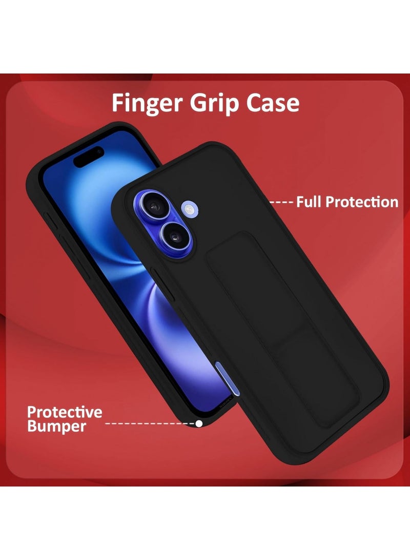 أكاليكس جراب بمسكه لهاتف iPhone 16 Plus، حامل مغناطيسي للسيارة وحامل، حزام يد عمودي وأفقي ممتاز من السيليكون وقبضة مع حامل متعدد لهاتف iPhone 16 Plus (أسود) - Image 2