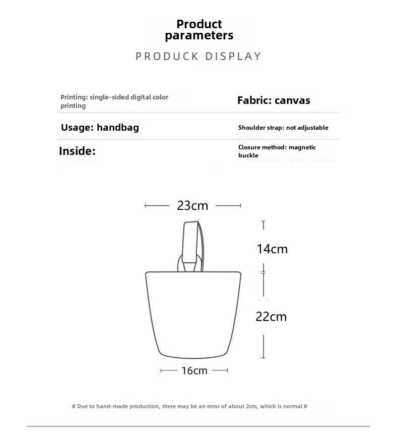 Office Workers Portable Handbag Canvas Bucket Bag Cute Bucket Hand-Carried Lunch Bag Baoma Going Out Handbag - Image 5