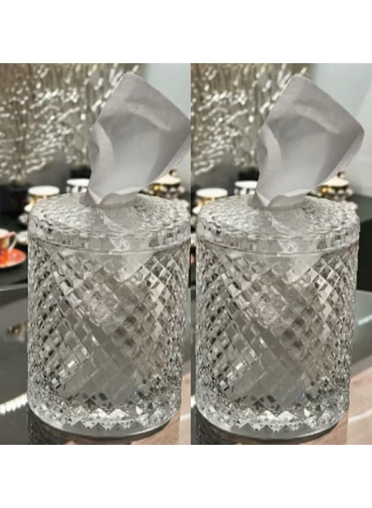 2 pieces crystal glass tissue boxes  - Image 1