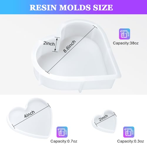 KISREL Large Heart Resin Mold, Heart Shaped Silicone Molds for Epoxy Resin, Large Molds for Flower Preservation, Deep Pour Mold for Furniture Decoration, DIY Wedding Bouquets, Valentine's Day Gifts - Image 2