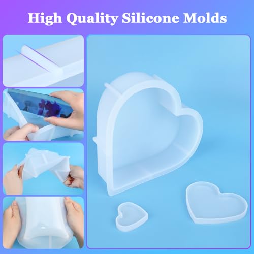 KISREL Large Heart Resin Mold, Heart Shaped Silicone Molds for Epoxy Resin, Large Molds for Flower Preservation, Deep Pour Mold for Furniture Decoration, DIY Wedding Bouquets, Valentine's Day Gifts - Image 3