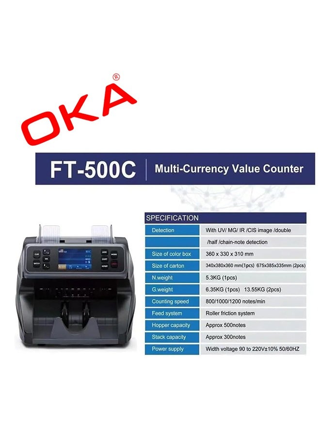 OKA OKA Bill Counting for sorting and counting various currencies and detecting counterfeiting Dollar – EURO – Chinese yuan – Turkish lira / MIX102  - Image 3