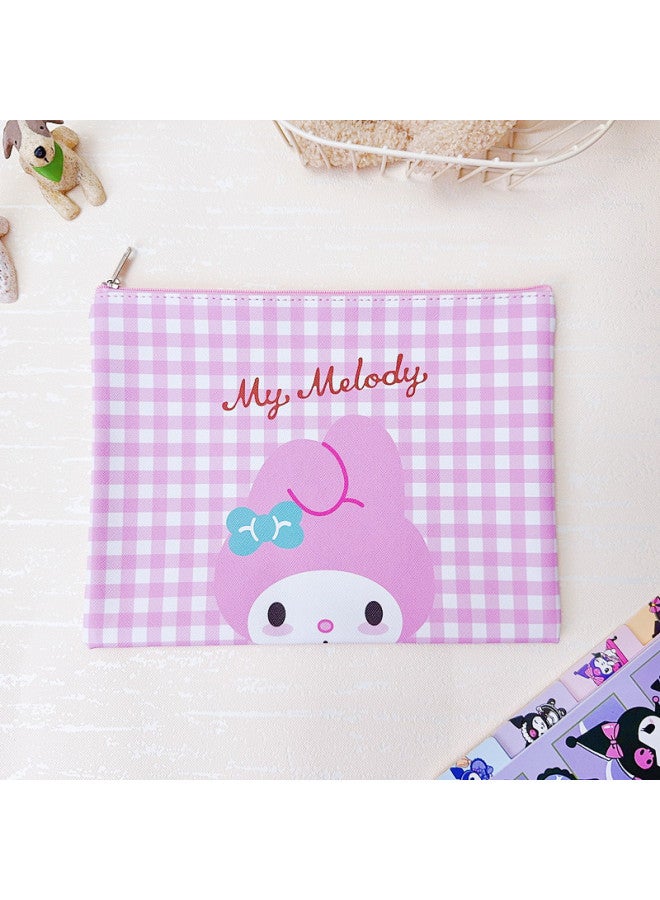 Cartoon Cute A5 File Bag Student Tutorial Bag Interstellar Stilly Zipper Plaid Pu Leather Storage Bag