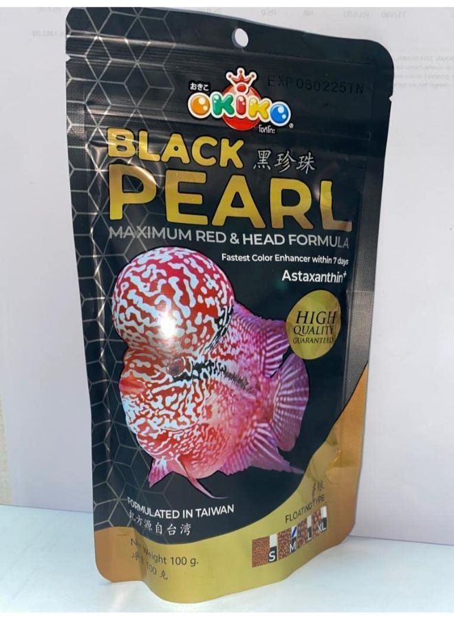 OKIKO Black Pearl 100g Flowerhorn Fish Food with Maximum red and  Head Formula Fastest Color Enhancer - Image 4