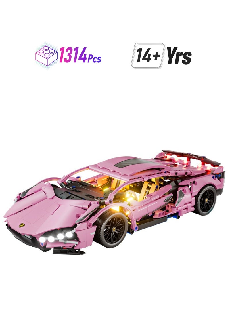 Bukela Supercar Building Block Toy with Colorful Lights, 1:14 Scale Car Model Building Block Toy, Suitable for Boys Aged 14 and Above and Adult Collectors, Racing Car with APP and Remote  - Image 1