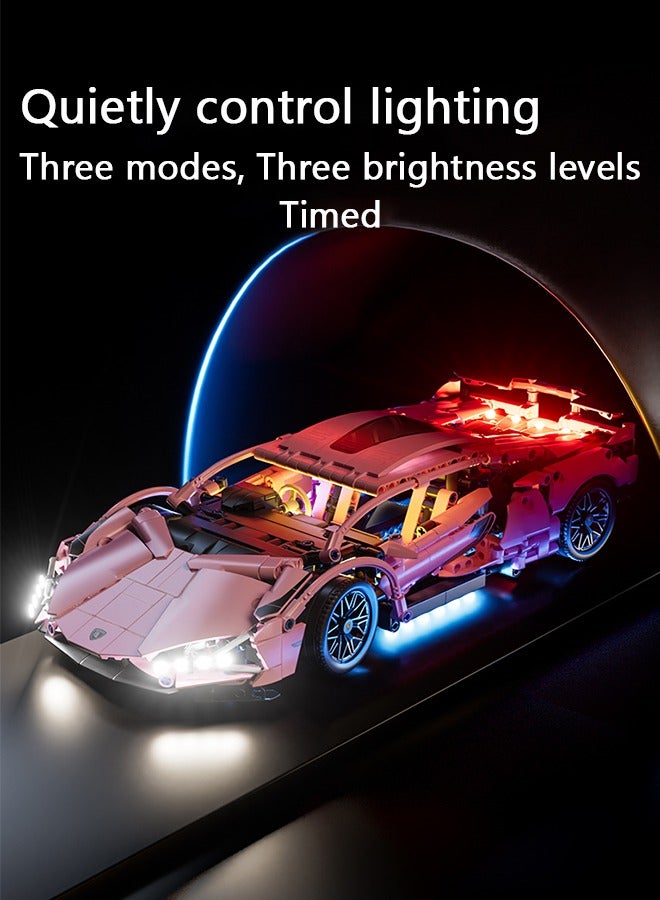 Bukela Supercar Building Block Toy with Colorful Lights, 1:14 Scale Car Model Building Block Toy, Suitable for Boys Aged 14 and Above and Adult Collectors, Racing Car with APP and Remote  - Image 3