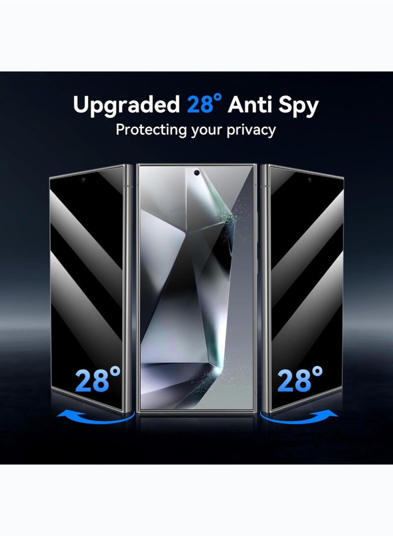 Samsung Galaxy S24 Ultra Screen Protector,Tempered Glass with Camera Lens Protector, Full Coverage Privacy Screen Protector S24 Ultra [100% Fingerprint Unlock] (2+2 Packs) - Image 2