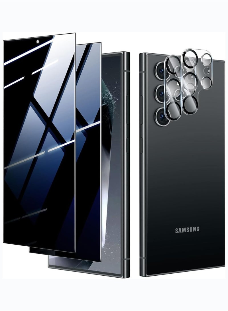 Samsung Galaxy S24 Ultra Screen Protector,Tempered Glass with Camera Lens Protector, Full Coverage Privacy Screen Protector S24 Ultra [100% Fingerprint Unlock] (2+2 Packs) - Image 1