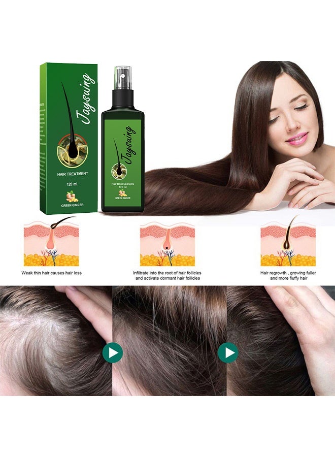Jaysuing Hair Treatment Green Ginger Serum Hair Lotion ,Hair Loss Treatments, Aids against Hair-thining, Hair Regrowth Treatment-120ML - Image 2
