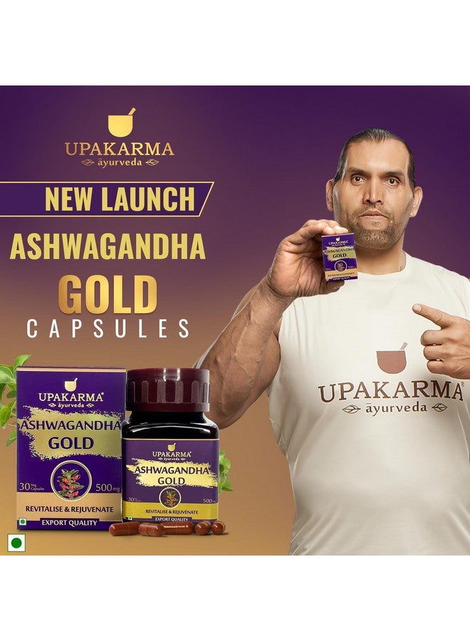 Upakarma Ashwagandha Gold 30 Capsules | Contains Gold | Ashwagandha Root Extract, Brahmi, Shigru and Other Action Herbs | Helps in Stress & Sleep Management - Image 2