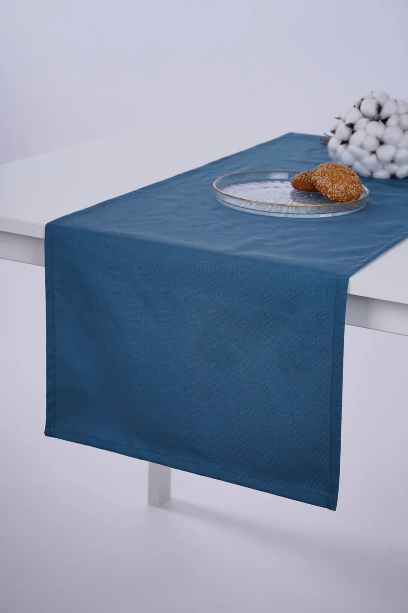 Altın Pamuk Linen Runner Stain Resistant Fabric Petrol 40x140
