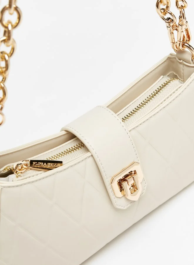 Flora Bella By Shoexpress Women's Quilted Shoulder Bag With Chain Strap And Zip Closure