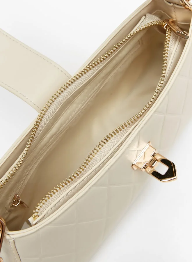 Flora Bella By Shoexpress Women's Quilted Shoulder Bag With Chain Strap And Zip Closure