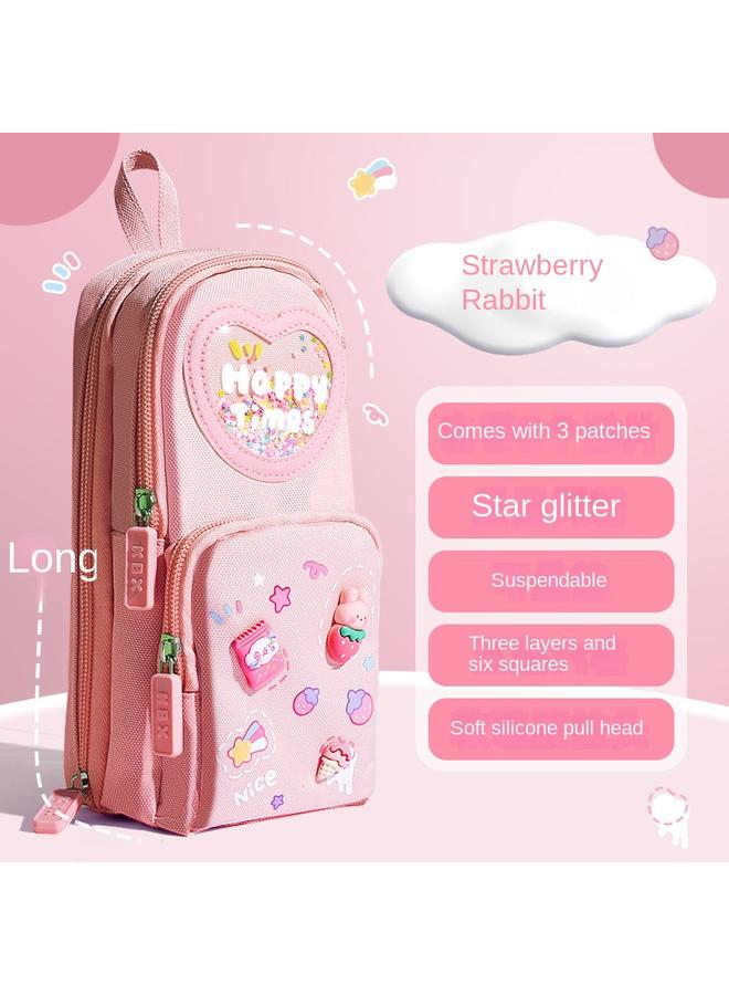 Bluejw 2025 High Color Value Schoolbag Canvas Pencil Case For Girls Primary School Children Large Capacity Cute Stationery For Girls - Image 1