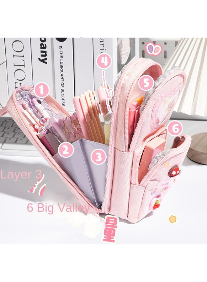 Bluejw 2025 High Color Value Schoolbag Canvas Pencil Case For Girls Primary School Children Large Capacity Cute Stationery For Girls - Image 5