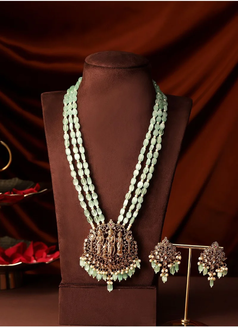 Priyaasi AD-Studded  Beaded Jewellery Set