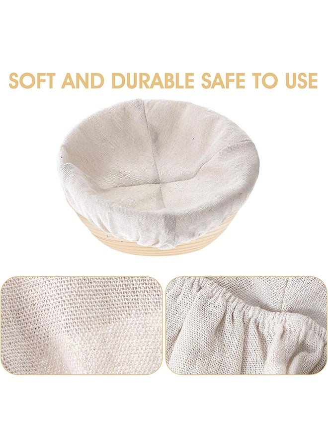 جيفت ٤ قطع من بطانات، أغطية أوعية قماشية بطول ١٠ بوصات لتخمير الخبز، غطاء بانيتون من الخيزران الطبيعي قابل لإعادة الاستخدام للخبز المنزلي، غطاءان دائريان وبيضاويان لتخمير العجين المخمر. - Image 5