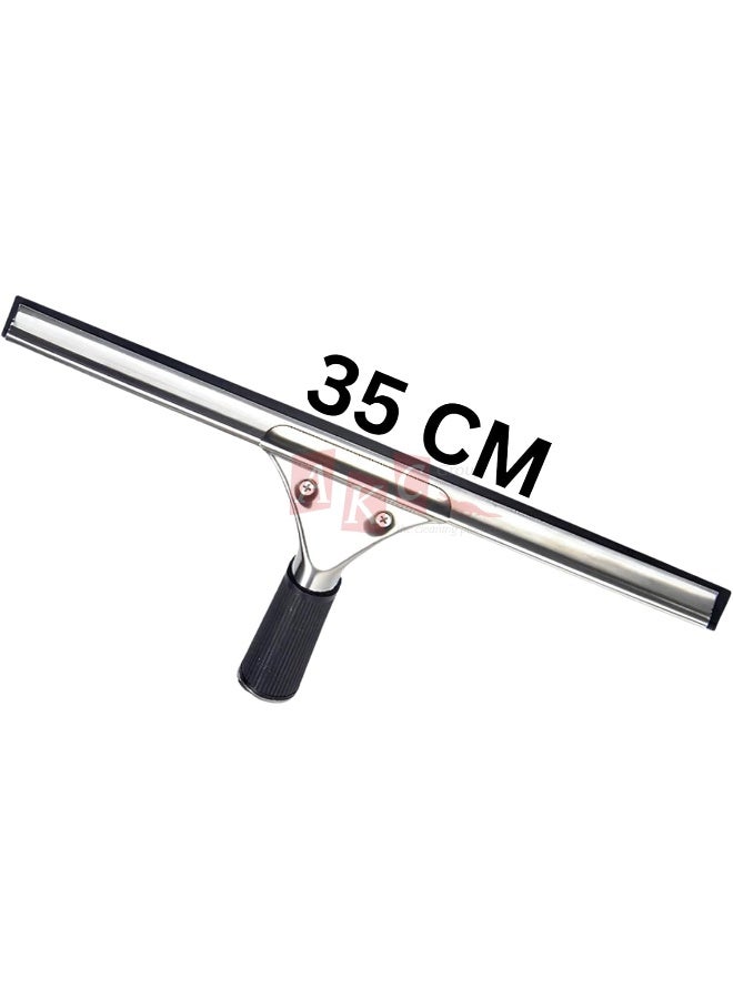 AKC Stainless Steel Glass Wiper – 35 cm Telescopic Handle, Silicone Rubber Squeegee, Heavy-Duty Window Cleaner, Versatile Glass Cleaning Tool - Image 2