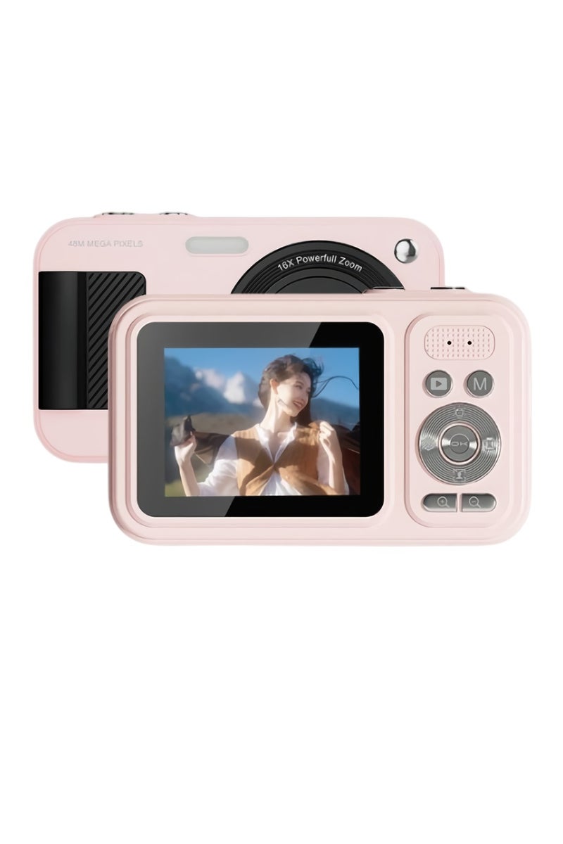 Kids Digital Camera, 48M Full HD Autofocus Small Camera, Lightweight And Compact Children Action Camera, Multifunctional Sports Camera For Kids Adults, (1pc, Pink) - Image 1