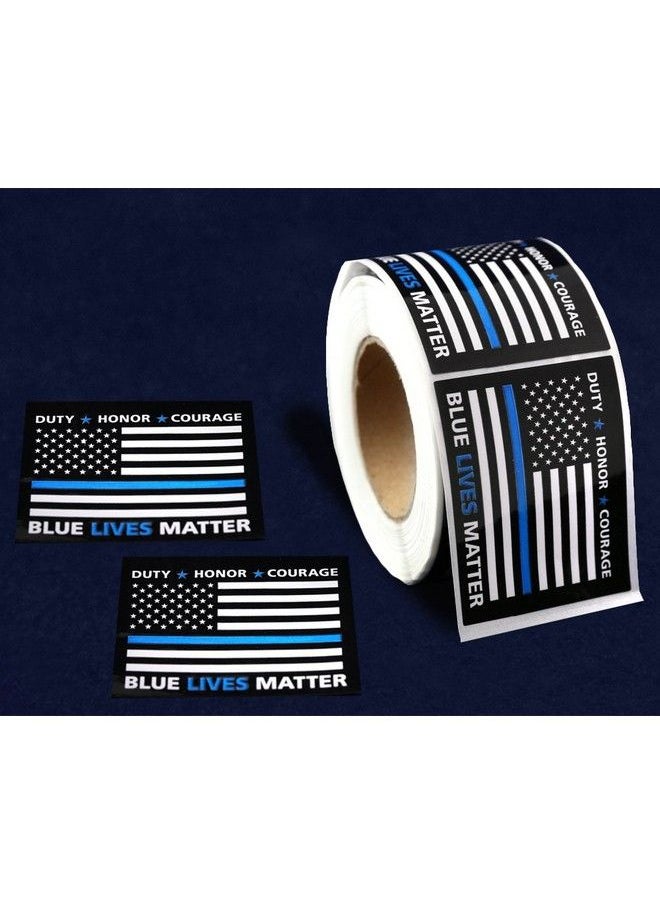 Fundraising For A Cause - Police Support Stickers Roll Of 250 Blue Lives Matter Flag Stickers (1 Roll 250 Stickers) - Image 1