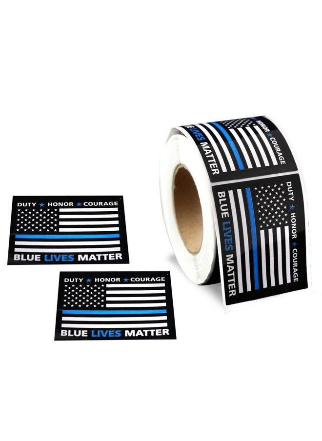 Fundraising For A Cause - Police Support Stickers Roll Of 250 Blue Lives Matter Flag Stickers (1 Roll 250 Stickers) - Image 1