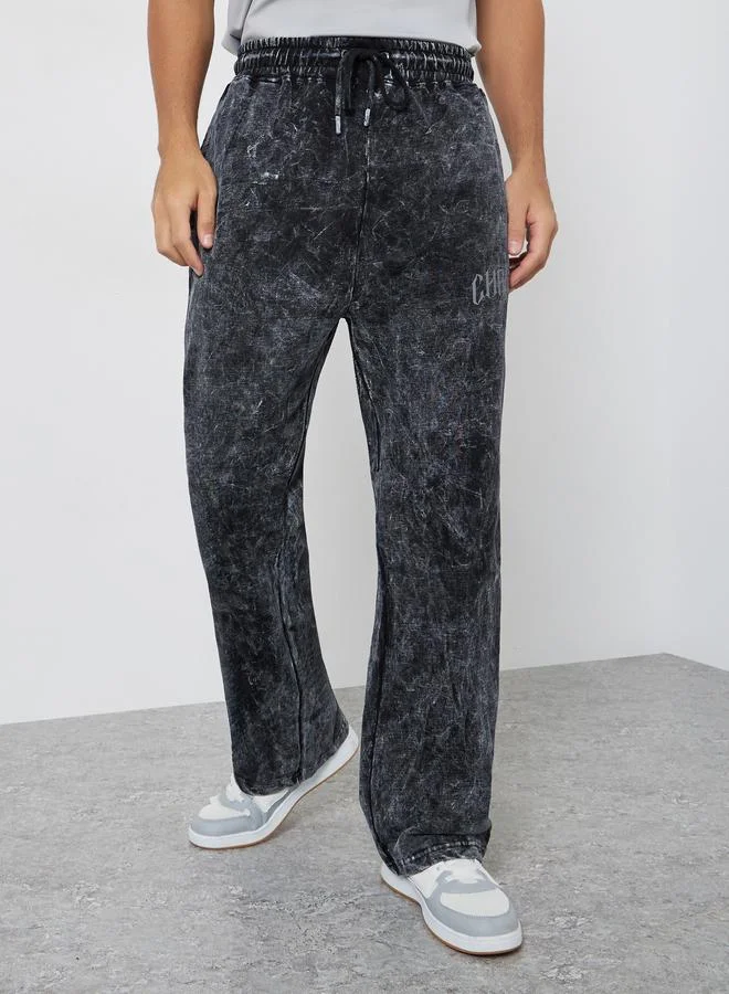 Acid Wash Black Terry Oversized Joggers