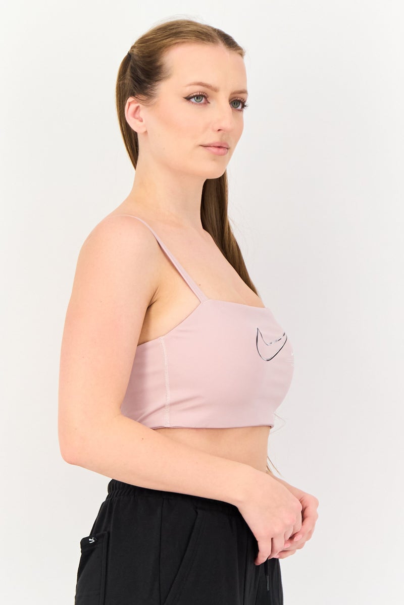 Nike Women Brand Logo Lightly Padded Sports Bra, Mauve - Image 2