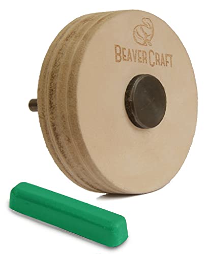 BeaverCraft Knife Sharpening Wheel 7cm PW1 - Buffing Wheel and Polishing Stropping Compound for Knives, Chisels, Woodworking Carving Tools - Image 1